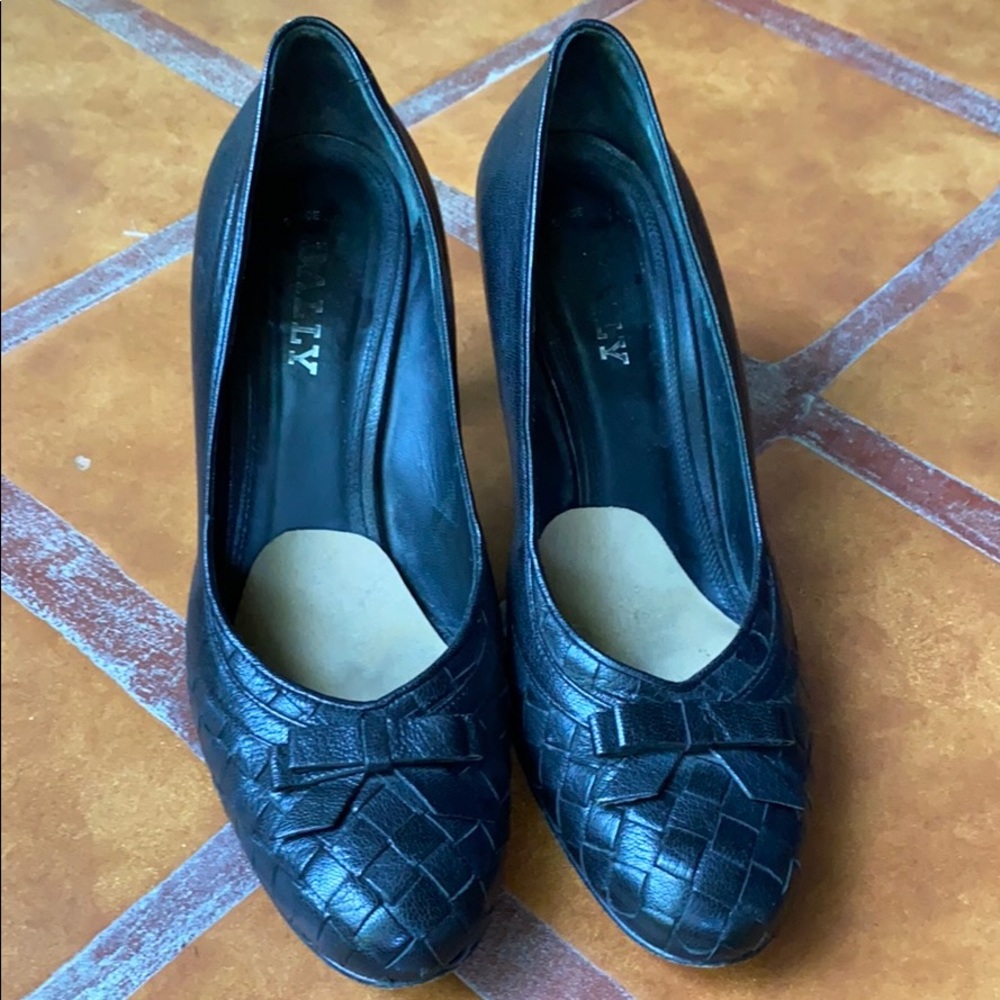 Bally Woven Black Pumps with Bow